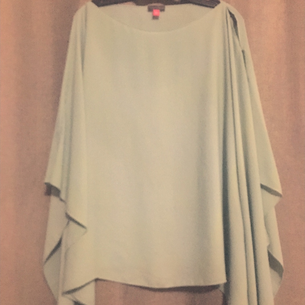 Vince Camuto Semi Sheer Light Green Poncho Top
